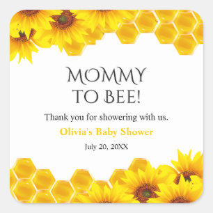 Yellow Honeycomb Mummy to Bee Baby Shower  Square Sticker