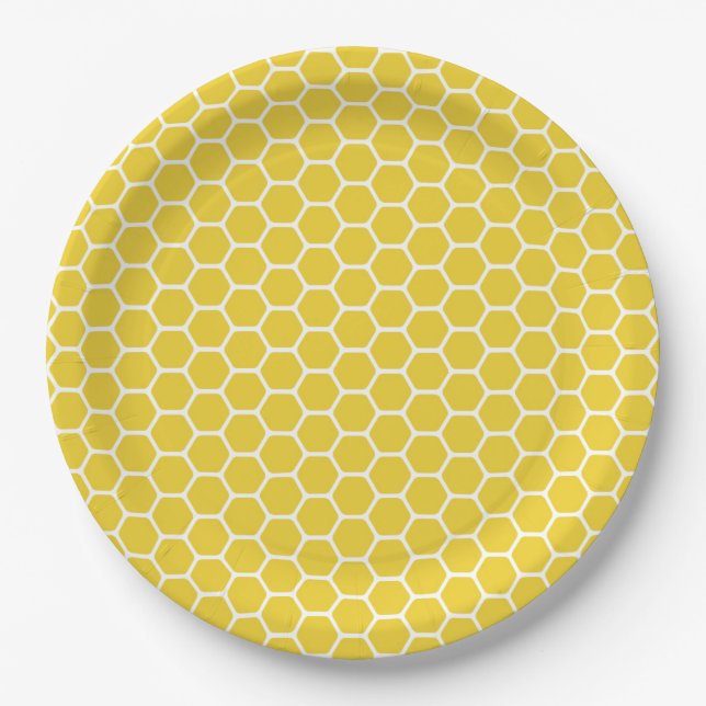 Yellow Honeycomb Paper Plate (Front)