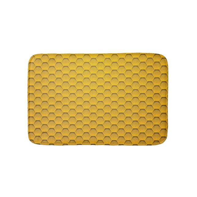 Yellow Honeycomb Pattern Bath Mat (Front)