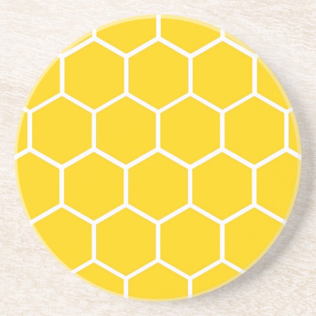 Yellow honeycomb pattern coaster (Front)