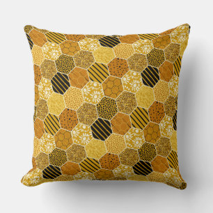 Yellow Honeycomb Pattern Cushion