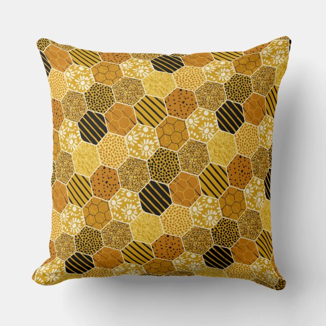 Yellow Honeycomb Pattern Cushion (Front)
