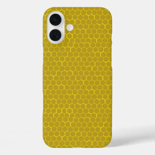 Yellow Honeycomb Patterned iPhone 16 Plus Case