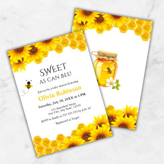 Yellow Honeycomb Sweet as can Bee Baby Shower Invitation