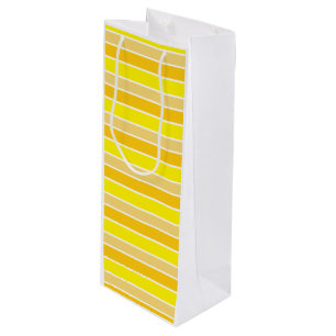Yellow Horizontal Stripes Wine Gift Bag