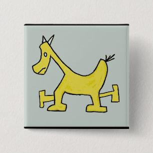 Yellow Horse 15 Cm Square Badge
