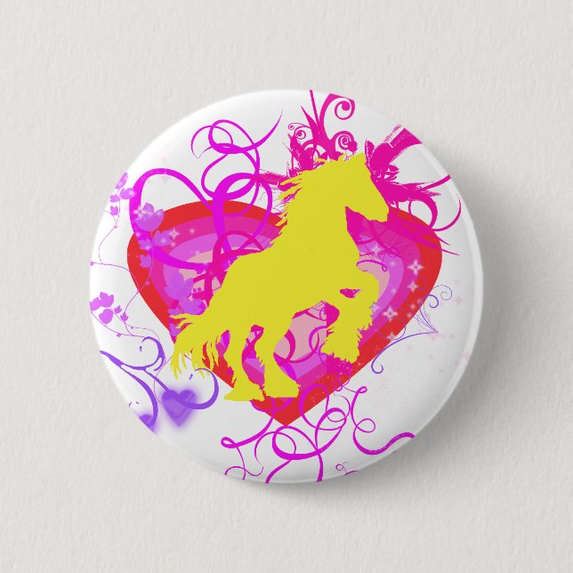 yellow horse 6 cm round badge (Front)