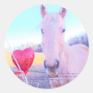 Yellow Horse and Red Heart Classic Round Sticker