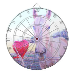 Yellow Horse and Red  Heart Dartboard