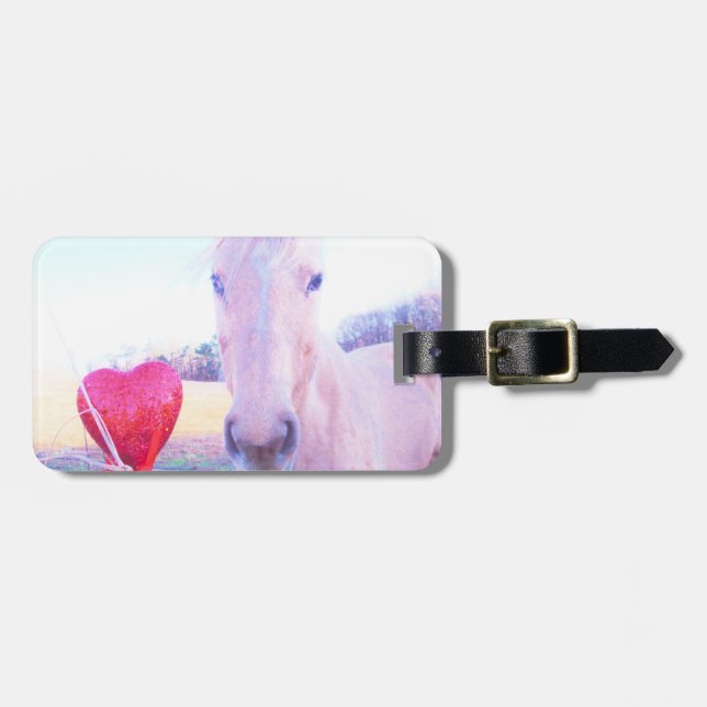 Yellow Horse and Red  Heart Luggage Tag (Front Horizontal)