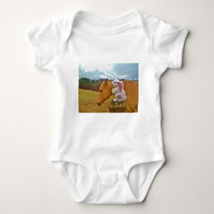 Yellow Horse, Spring Rabbit Baby Bodysuit