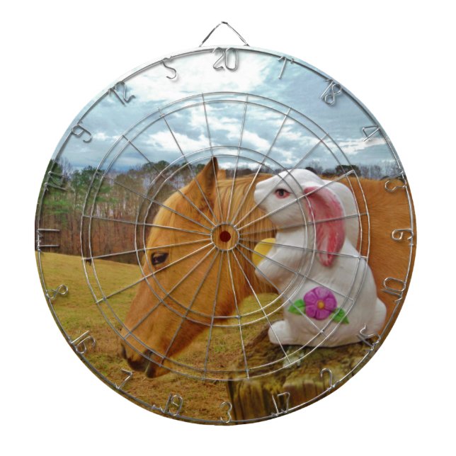 Yellow Horse, Spring Rabbit Dartboard (Front)