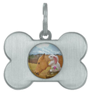 Yellow Horse, Spring Rabbit Pet Name Tag