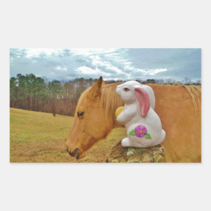Yellow Horse, Spring Rabbit Rectangular Sticker