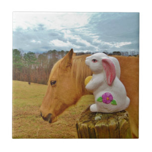 Yellow Horse, Spring Rabbit Tile