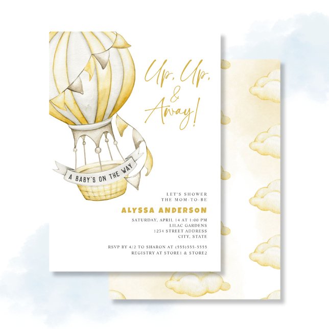 Yellow Hot Air Balloon Baby Shower Invitation (Creator Uploaded)