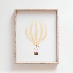 Yellow Hot Air Balloon Nursery Decor Poster