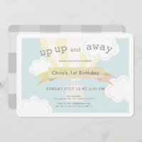 Yellow Hot Air Balloon Up Up and Away 1st Birthday