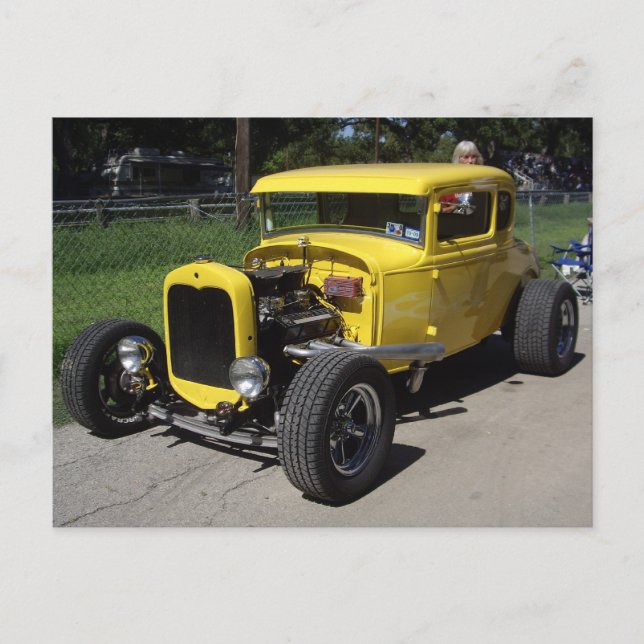Yellow Hot Rod Postcard (Front)
