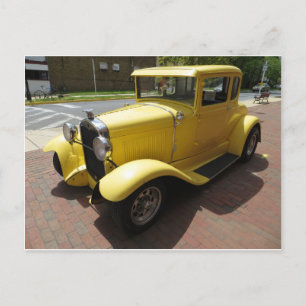 Yellow Hot Rod Postcard