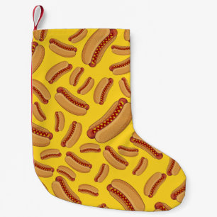 Yellow hotdogs small christmas stocking