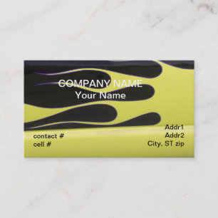 yellow hotrod flames on black business card