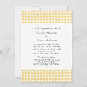 Yellow Houndstooth Wedding Invite