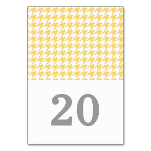 Yellow Houndstooth Wedding Table Card