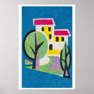 Yellow House - Matchbox Print - Aesthetic Wall Art