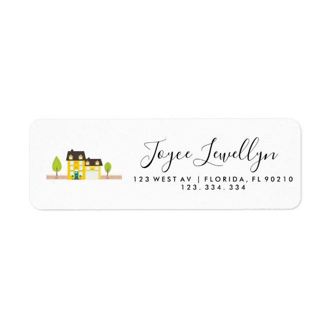 yellow house return address label (Front)