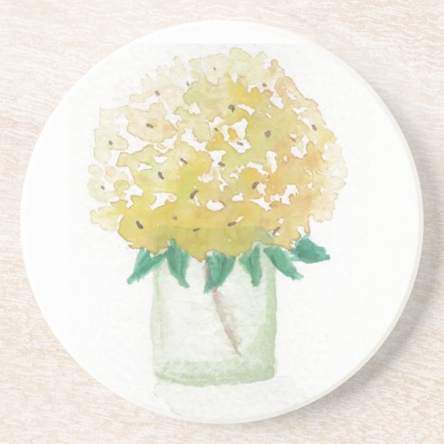 Yellow Hydrangea Coaster (Front)