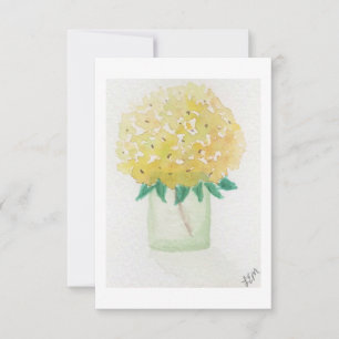 Yellow Hydrangea Flower Note Cards