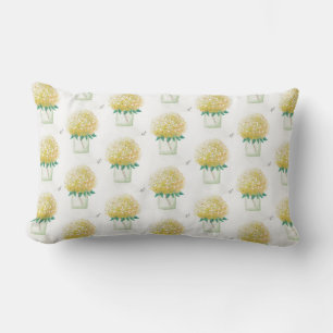 Yellow Hydrangea Lumbar Cushion