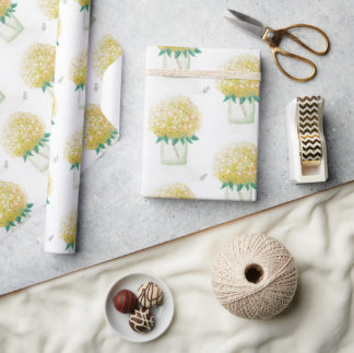Yellow Hydrangea Wrapping Paper