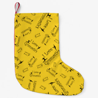 Yellow I love gymnastics Small Christmas Stocking