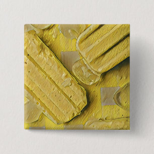 Yellow ice cream cone popsicle 15 cm square badge