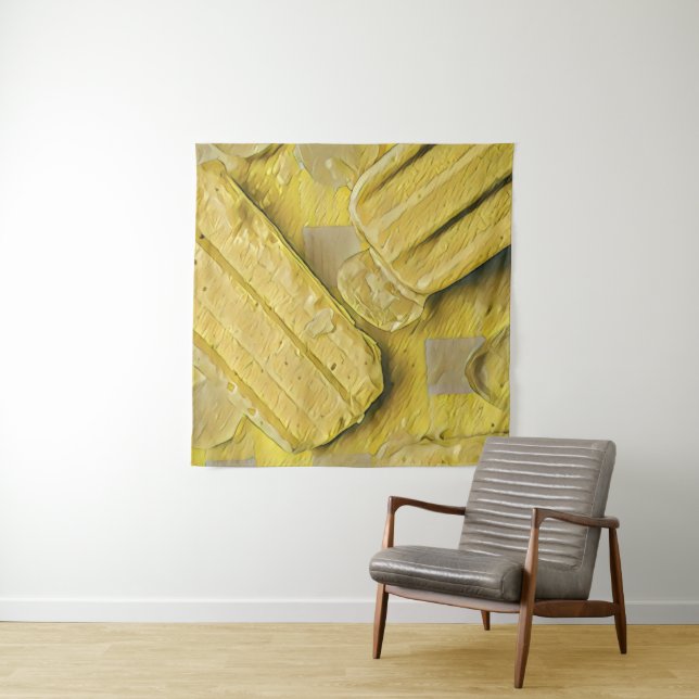 Yellow ice cream cone popsicle tapestry (In Situ)
