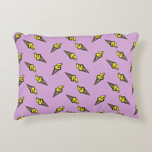Yellow ice cream on purple decorative cushion
