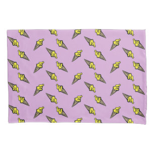 Yellow ice cream on purple pillowcase