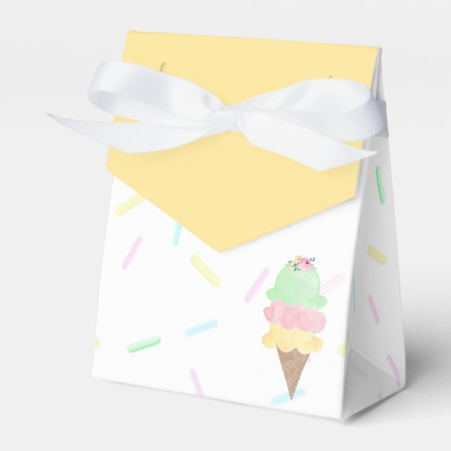 Yellow Ice Cream Party Favour Box (Front Side)