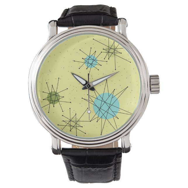Yellow Iconic Atomic Starbursts Pattern Watch (Front)