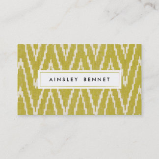 Yellow Ikat Chevron Patterned Business Cards