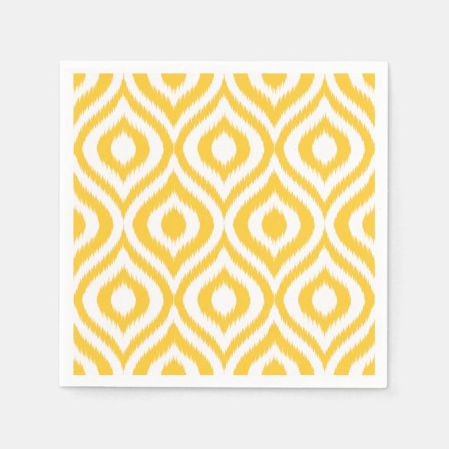 Yellow Ikat Classic Geometric Ethnic Print Napkin (Front)