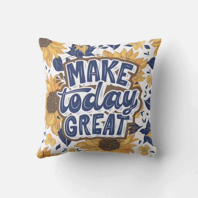 Yellow Illustration Flower Square  Cushion (Back)