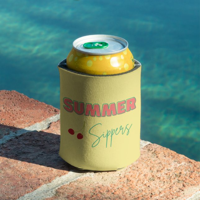 Yellow Illustrative Summer Sippers Drinks  Can Cooler (In Situ Pool)