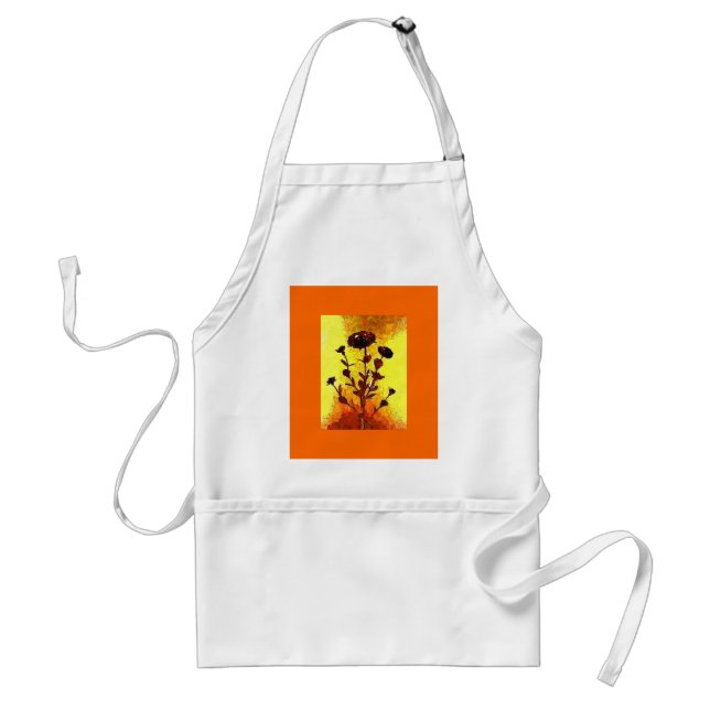 Yellow Impressionist Mediaeval Flower Art Standard Apron (Front)