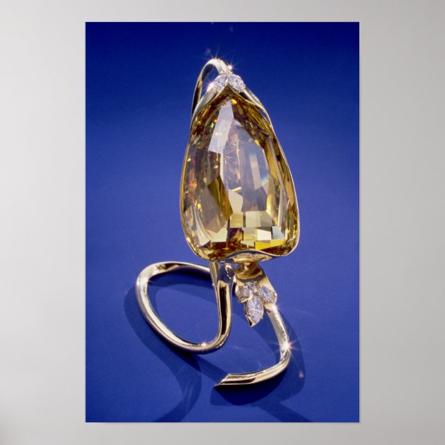 Yellow 'Incomparable' diamond in a gold setting Poster (Front)