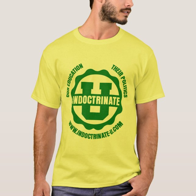 Yellow "Indoctrinate U" Radiation Logo T-Shirt (Front)