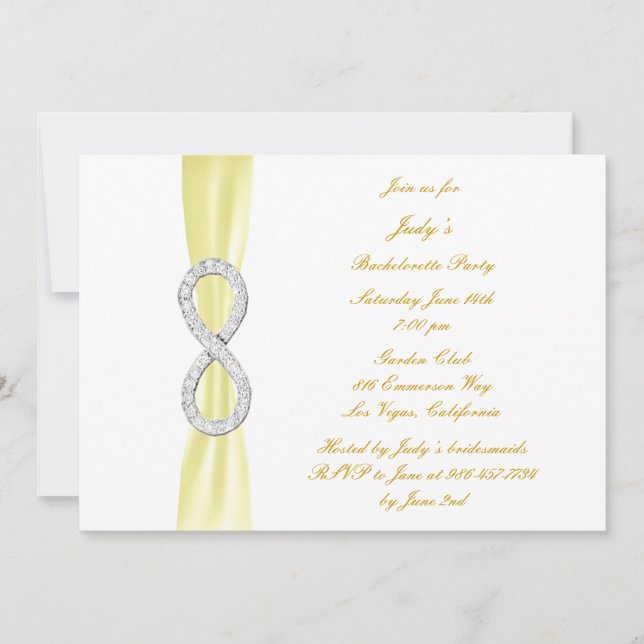 Yellow Infinity Bachelorette Party Invitation (Front)