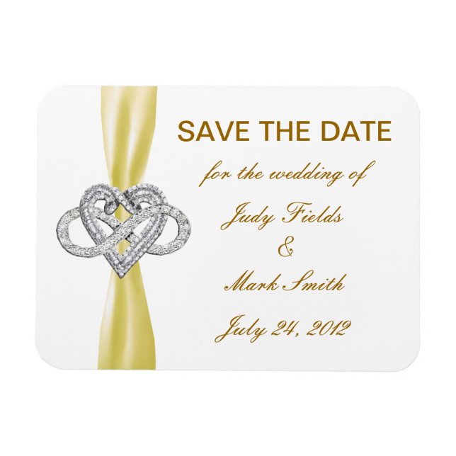 Yellow Infinity Heart Save The Date Magnet (Horizontal)